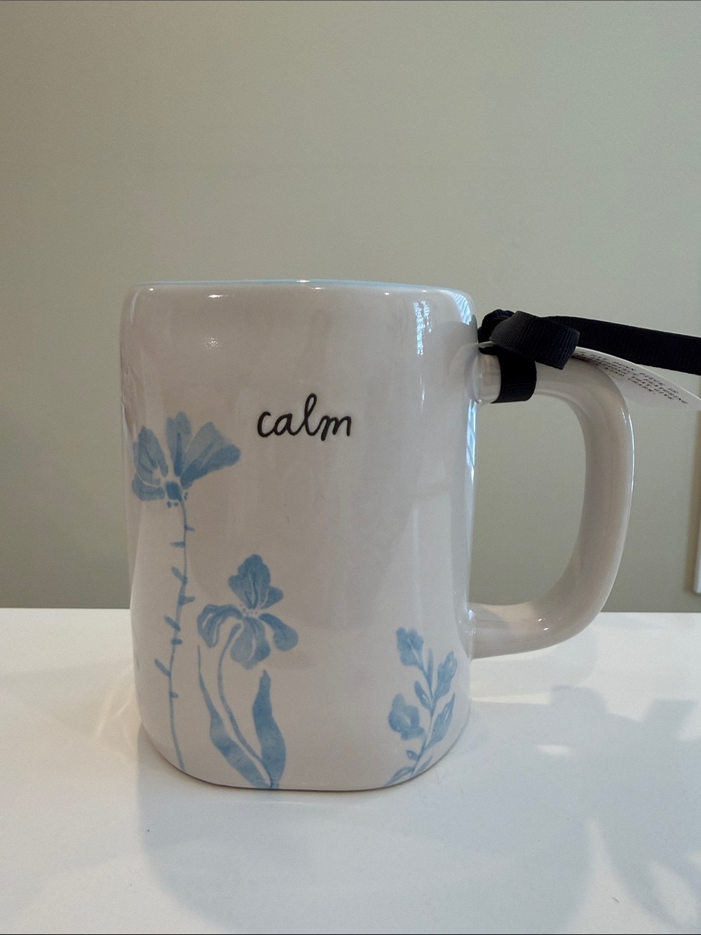 New Rae Dunn Blue Floral CALM Mug